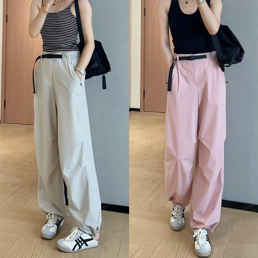 山系机能风凉感垂坠直筒工装裤可束脚薄款降落伞裤2025夏款！ 商品图0