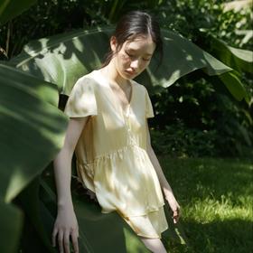 SANGLUO桑罗 娃娃衫短袖纯净真丝短裤套装女甜美外穿家居服