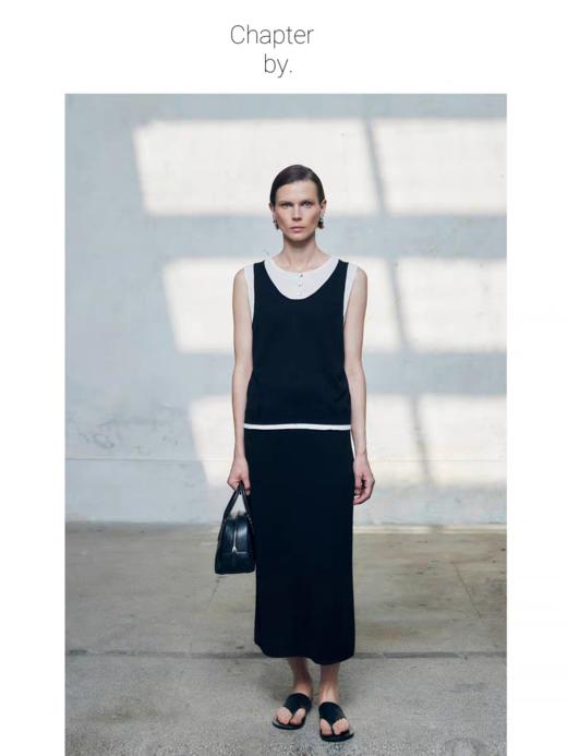 Chapter by/CBS23K28/蚕丝棉设计感黑白拼接假两件叠穿设计感背心无袖 商品图3