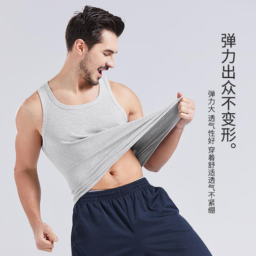 【清仓29.9元2件】夏季男士纯棉背心 圆领运动单穿修身工字背心 商品图3