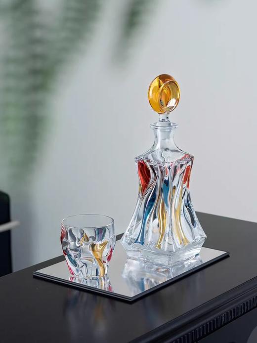 捷克进口BOHEMIA水晶玻璃 竹子威士忌洋酒具酒樽手工彩色高档酒瓶波西米亚彩色竹子酒樽800ml 商品图3