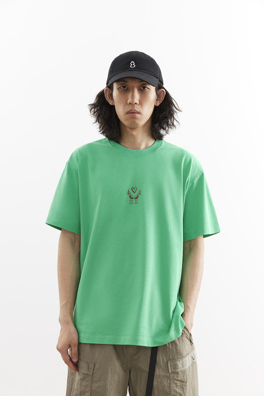 吃茶去chichaqu2025新款全棉圆领短袖T恤男女宽松印花葫芦的心 商品图0