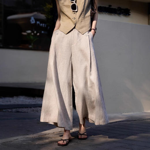 亚麻裤宽松筋骨感显瘦透气休闲阔腿裤25春夏女款！ 商品图0