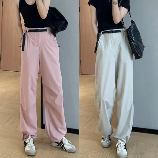 山系机能风凉感垂坠直筒工装裤可束脚薄款降落伞裤2025夏款！ 商品图1