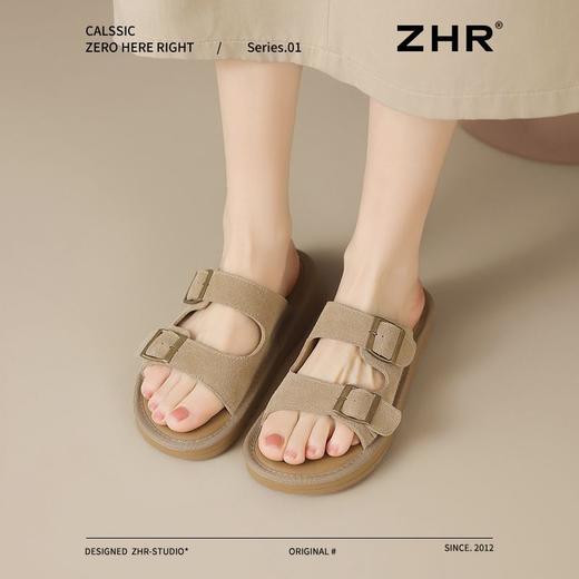 ZHR则则反绒牛皮勃肯拖鞋女外穿夏季百搭半拖勃肯鞋女沙滩凉拖鞋 商品图1