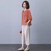 丁摩 苎麻女装两件套高端重工刺绣印花上衣休闲九分裤夏装2025新款麻料5ZF-905 商品缩略图1