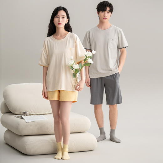 雀说 情侣睡衣夏季纯棉男款女士夏款 商品图6