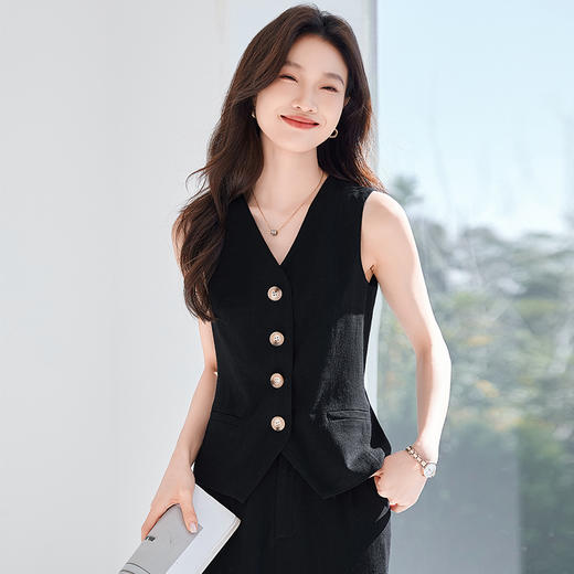 【天然亚麻，干爽透气】枝辑夏季新款老钱风亚麻马甲短裤长裤套装 商品图7