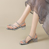 ZHR粗跟凉鞋女2025夏季新品外穿水钻夹趾法式轻奢高级凉拖鞋 商品缩略图2
