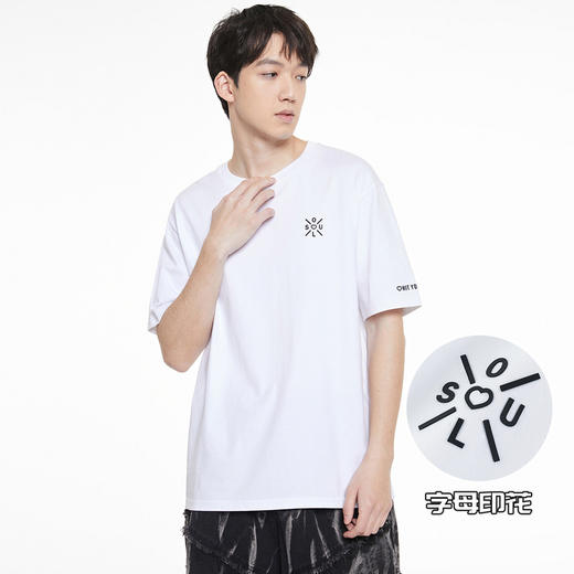 GXG男装夏季休闲百搭上衣男士纯棉创意字母印花短袖t恤K&C 商品图2