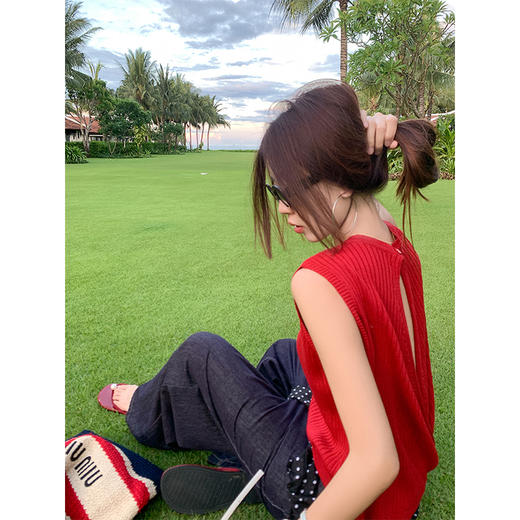 <曾小咸推荐>圆领针织吊带背心后背开叉 商品图2