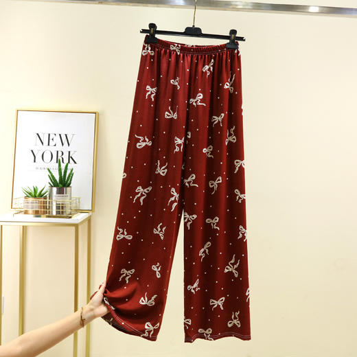 丁摩 睡裤女春秋季薄款棉绸家居服长裤柔软甜美可外穿夏季大码睡裤阔腿5ZF-2532 商品图6