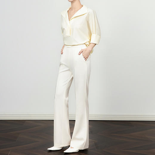 「高货wl」全新升级【铂金会员220/天猫299/差价79】(20120)洛诗琳气质高颜微喇西装裤2025夏季垂坠修身显瘦通勤长裤 商品图0