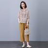 丁摩 苎麻女装两件套高端重工刺绣印花上衣休闲九分裤夏装2025新款麻料5ZF-905 商品缩略图6
