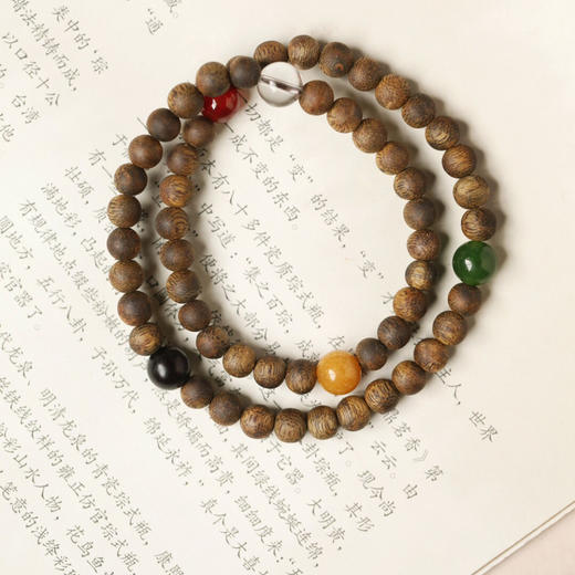【青山特惠】6mm 55颗 绿棋楠 【华蓉】沉香双圈手链 c28 商品图3