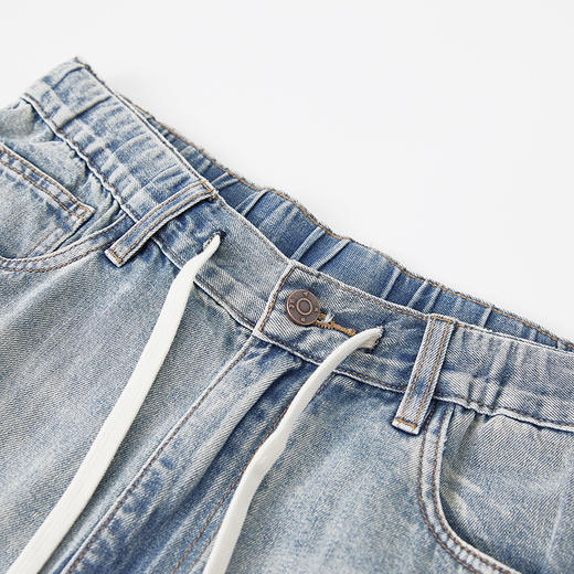 【新品上新】HX 夏季水洗弯刀牛仔长裤宽松Z201520012101 商品图8