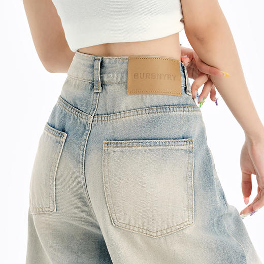 罗蒙女士高腰显瘦阔腿九分牛仔裤长裤休闲通勤百搭宽松女长裤 商品图4