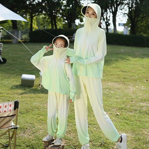 雀说渐变款儿童防晒衣男童女童黑胶帽檐防紫外线户外冰丝薄亲子防晒服AL 商品图8