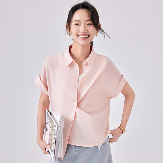 觅槿天丝亚麻短袖衬衫 优雅 简约 随行 舒爽自在 4色可选 MY2521 商品图1