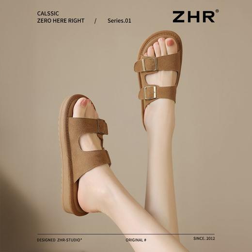 ZHR则则反绒牛皮勃肯拖鞋女外穿夏季百搭半拖勃肯鞋女沙滩凉拖鞋 商品图8