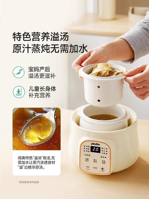 浦利顿隔水炖盅煮粥煲汤陶瓷内胆全自动电炖微压辅食锅bb煲普通隔水炖PLD-DGD20-20B 商品图0