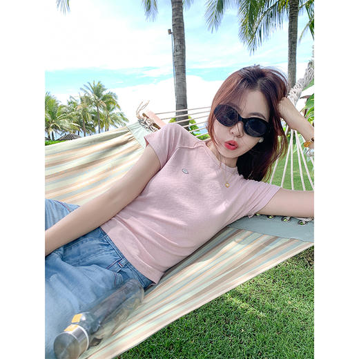 <曾小咸推荐>韩系甜辣风修身显瘦圆领T恤 商品图2