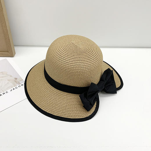 雀说草帽女包边开叉太阳帽蝴蝶结夏季大檐户外旅游防晒遮阳帽AL1633 商品图6