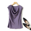丁摩 真丝女士无袖背心荡领桑蚕丝T恤ws025 商品缩略图0