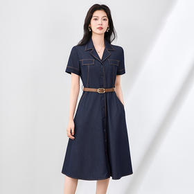 「高货wl」全新升级【铂金会员339/天猫459/差价120】(10951)洛诗琳高品质牛仔连衣裙2025夏季收腰通勤职业修身A字裙