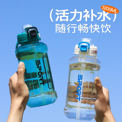 1200ml大容量💧随行畅饮】不怕漏水！吸管+直饮双模式🔥大容量运动水杯 学生杯子 便携耐高温带吸管户外提手运动水壶 户外大容量水杯 商品图0