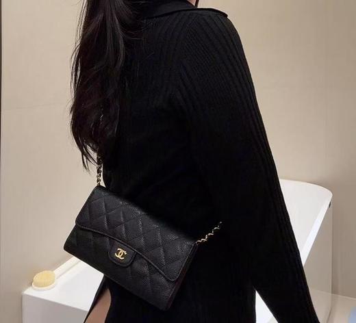 香奈儿 23P 经典菱格长款 颗粒压花小牛皮配金属卡包钱包 （LU） 商品图1