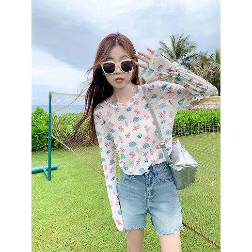 【110元任选3件】现货秒杀！叠穿薄款印花防晒长袖 商品图1