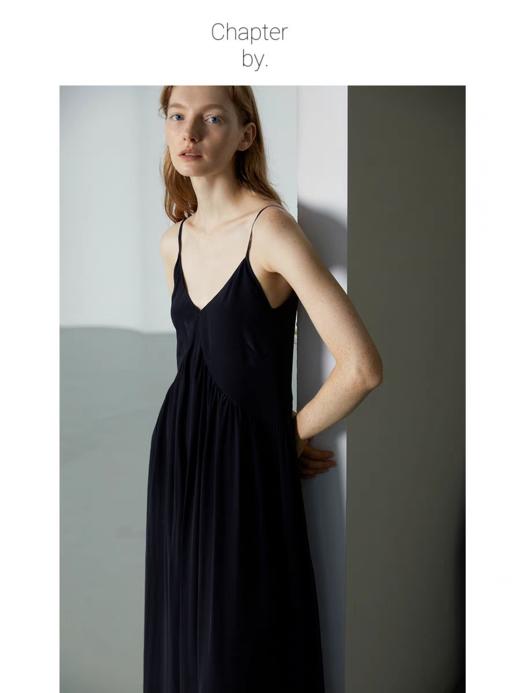 Chapter by/CBS23D34/夏季V领分割抽皱醋酸吊带裙无袖连衣裙 商品图1