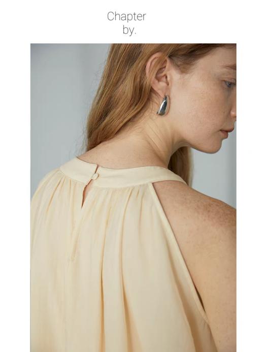 Chapter by/CBS23D37/鹅黄领口下摆抽皱长裙夏季宽松连衣裙 商品图1