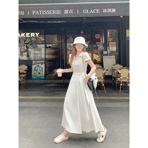 <曾小咸推荐>韩系polo领绑带短袖连衣裙女 商品图3