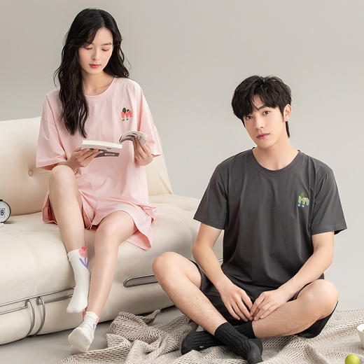 雀说 情侣睡衣夏季纯棉男款女士夏款 商品图1