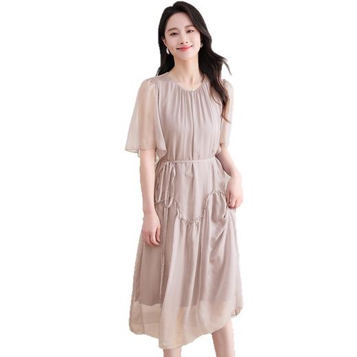 丁摩 纯色真丝连衣裙桑蚕丝气质飘逸裙子538 商品图4