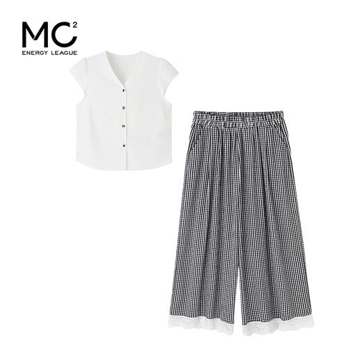 女装半袖小衫配格子阔腿两件套S5223010 商品图0