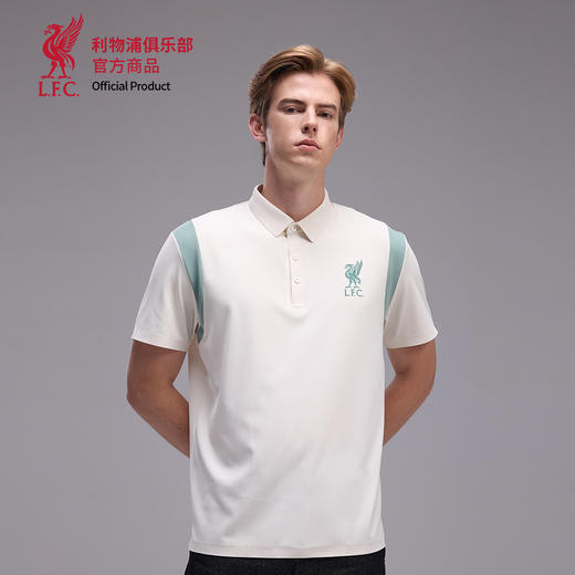 【官方正版】利物浦俱乐部 | 米白色polo衫插肩休闲运动T恤 商品图2