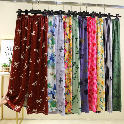 丁摩 睡裤女春秋季薄款棉绸家居服长裤柔软甜美可外穿夏季大码睡裤阔腿5ZF-2532 商品图2