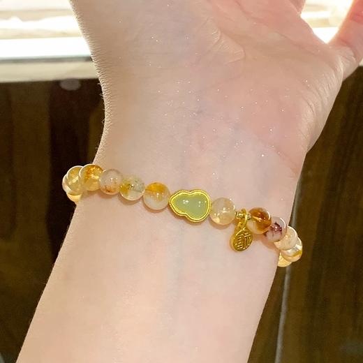 【金瑞·黄水晶葫芦手串】新中式黄水晶和田玉串珠手链 招财转运葫芦 小众叠戴国风手串 商品图3