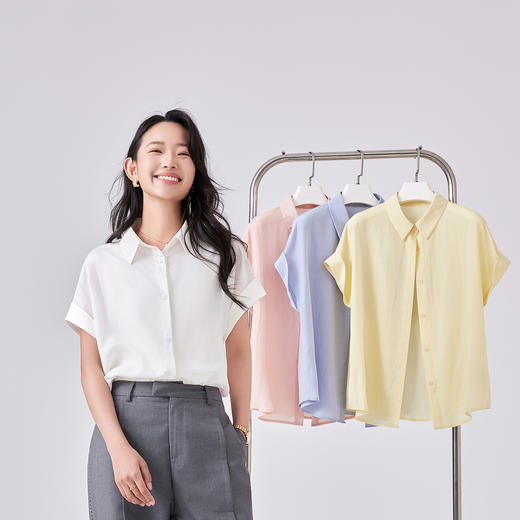 觅槿天丝亚麻短袖衬衫 优雅 简约 随行 舒爽自在 4色可选 MY2521 商品图9