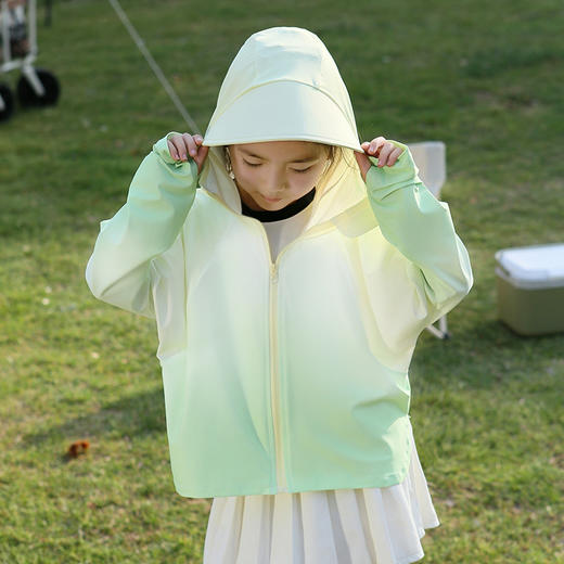 雀说渐变款儿童防晒衣男童女童黑胶帽檐防紫外线户外冰丝薄亲子防晒服AL 商品图9