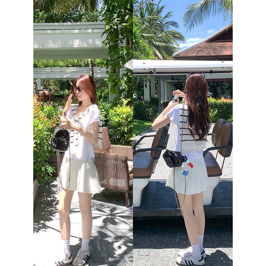 <曾小咸推荐>韩系简约纯色V领T恤短袖上衣 商品图4