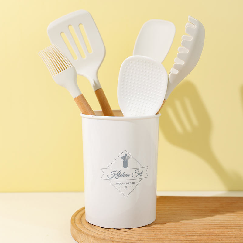 【榉木大白硅胶铲勺】硅胶锅铲勺子煎铲套装榉木手柄不粘锅可用耐高温汤勺饭勺厨房用品