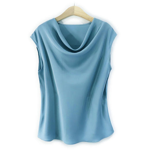 丁摩 真丝女士无袖背心荡领桑蚕丝T恤ws025 商品图2