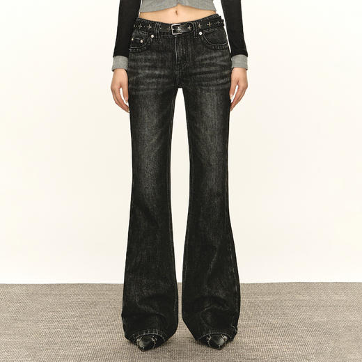 Ariseism 美式复古水洗牛仔裤女2025夏季新款修身休闲长裤子 商品图2