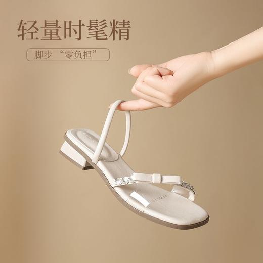 ZHR则则水钻粗跟拖鞋女2025新款夏季外穿配裙子软底一字拖凉拖女 商品图4