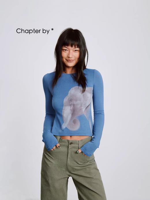Chapter by/cb202412038/复古撞色大象图案印花圆领针织长袖 商品图0