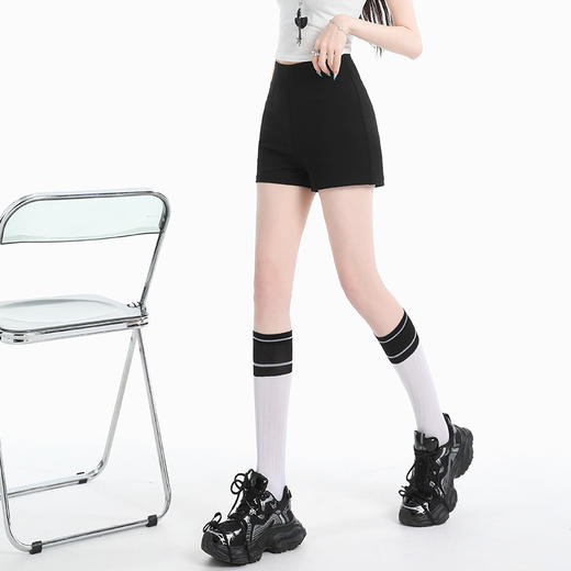 罗蒙女士夏季休闲短裤高腰显瘦直筒裤子时尚百搭通勤弹力女短裤 商品图3